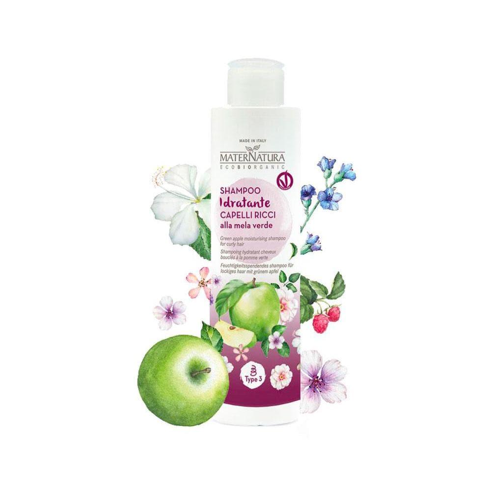 Shampoo idratante per capelli ricci alla mela verde, 250 ml - Maternatura