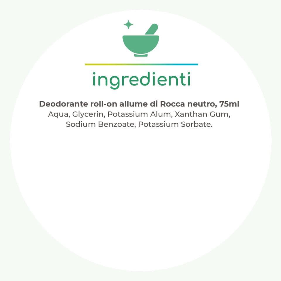 Deodorante roll on allume di potassio neutro, 75ml - Greenatural