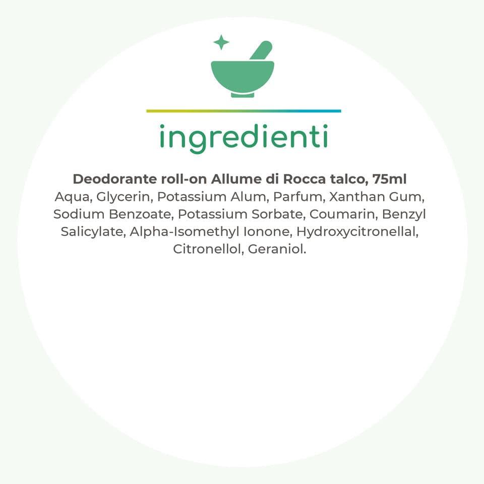 Deodorante roll on allume di potassio talco, 75ml - Greenatural
