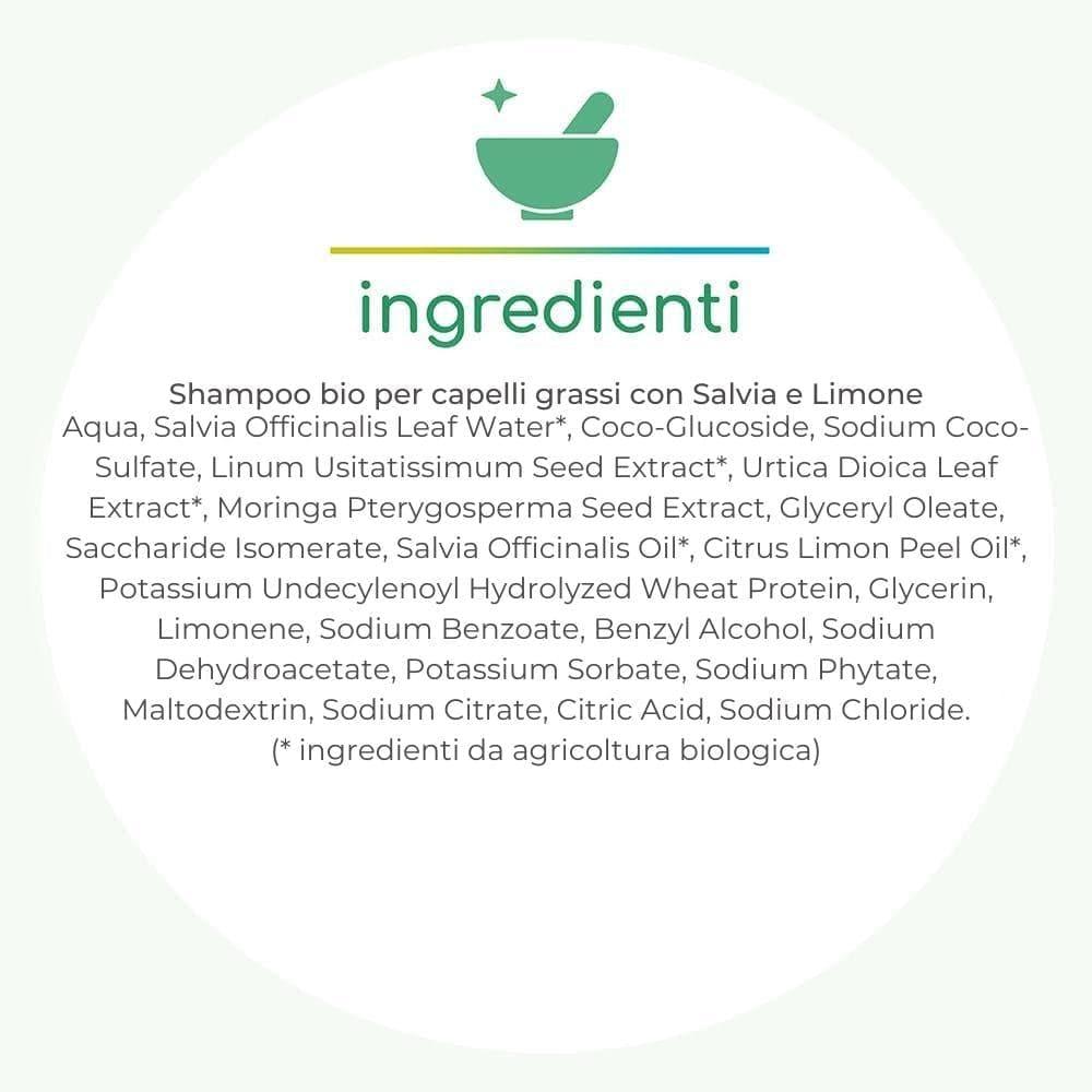 Bio shampoo ai semi di lino con salvia e limone, 200 ml - La Saponaria