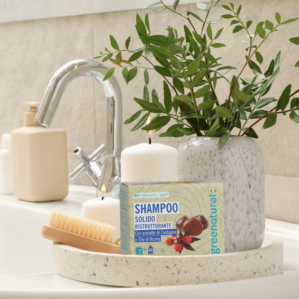 Shampoo solido bio ristrutturante, 55 g - Greenatural
