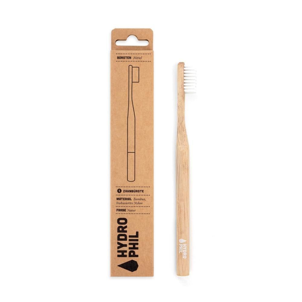 Spazzolino in bamboo neutro con setole medie - Hydrophil