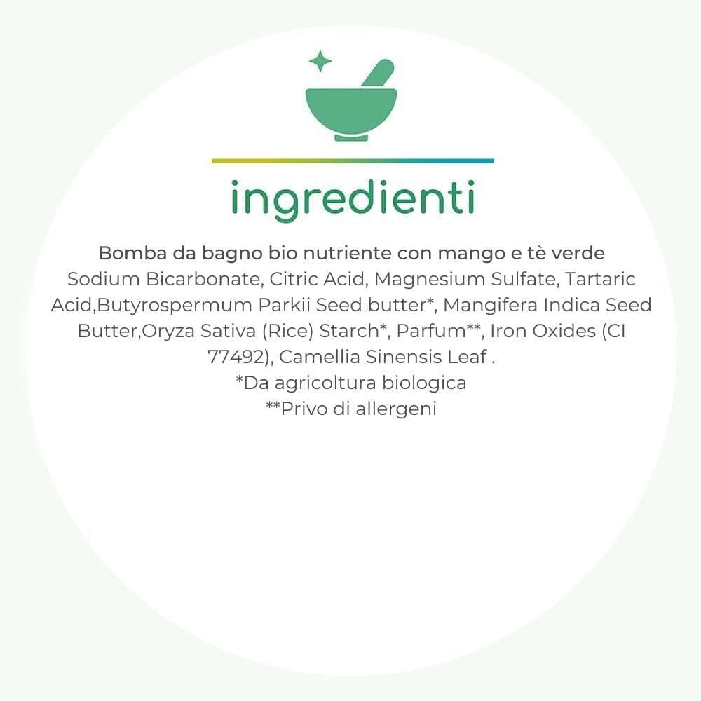 Bomba da bagno bio nutriente con mango e tè verde, 100 gr - Officina Umbra