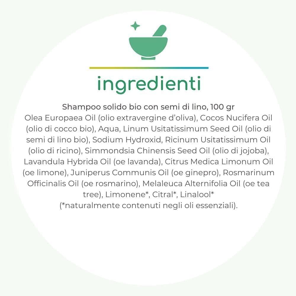 Bio shampoo solido ai semi di lino, 100 gr - La Saponaria