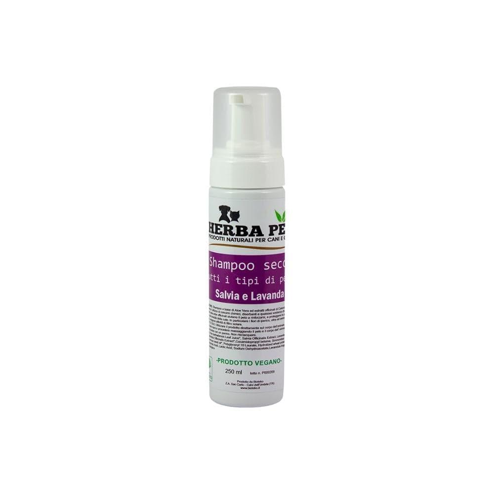 Shampoo secco per tutti i tipi di pelo con salvia e lavanda, 250 ml - Herba Pet