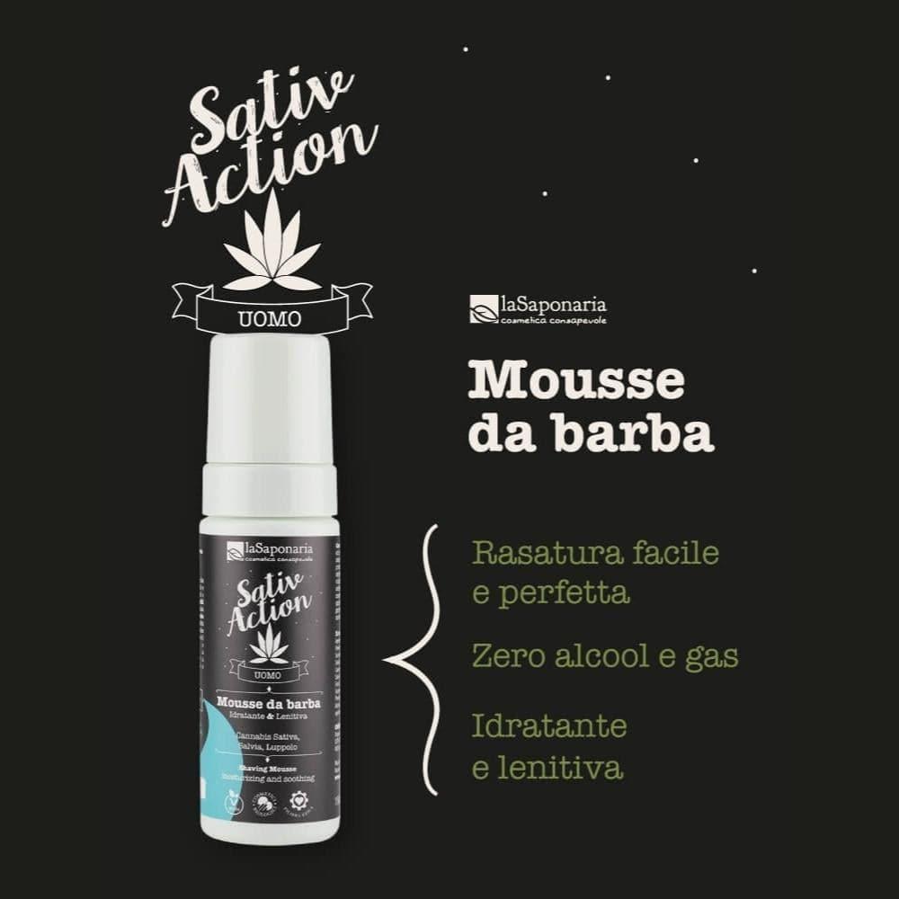 Sativ Action mousse da barba, 150 ml - La Saponaria