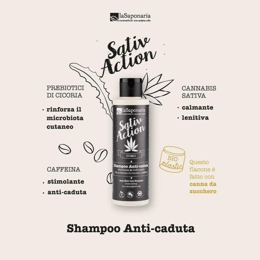 Sativ Action shampoo anti-caduta, 150 ml - La Saponaria