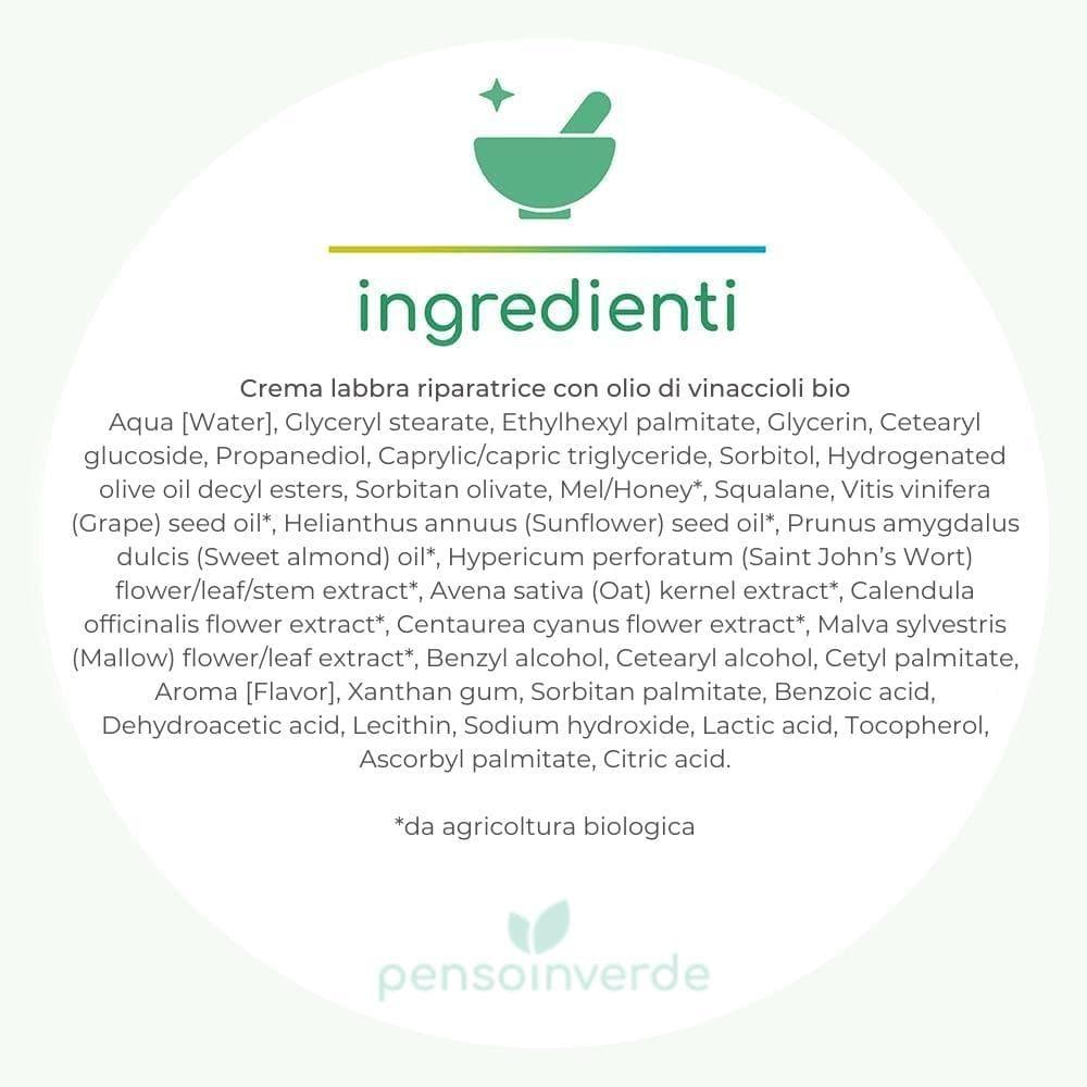Crema labbra riparatrice con olio di vinaccioli bio, 15 ml - Biofficina Toscana
